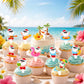 Summer Christmas Cupcake Toppers - 40Pcs