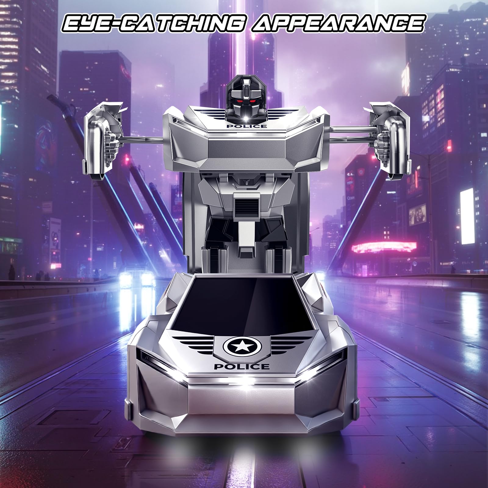 Ovaasy Transform RC Cars Robot, 2.4Ghz 1:18 Scale Remote Control Car Toys for Boys 4-7 8-12, One Button Deformation 360° Rotation Christmas Birthday