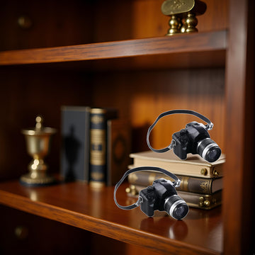 2Pcs Black 1:4 Scale Mini Camera Prop Ornament Vintage Camera Model, Miniature Digital Camera Mini Decoration Accessories Photography Props Ornament