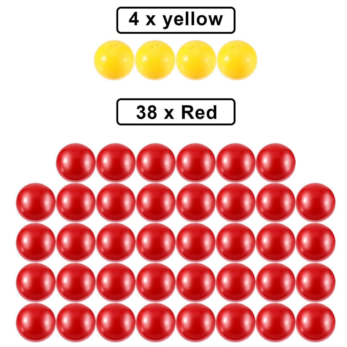 Gejoy 42 Pcs Replacement Ball Compatible with Hungry Hippos 38 Red 4 Yellow
