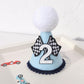 Agkvw Race Car 2nd Birthday Crown for Boys - Fast Birthday Hat and Decoration, Blue Decor