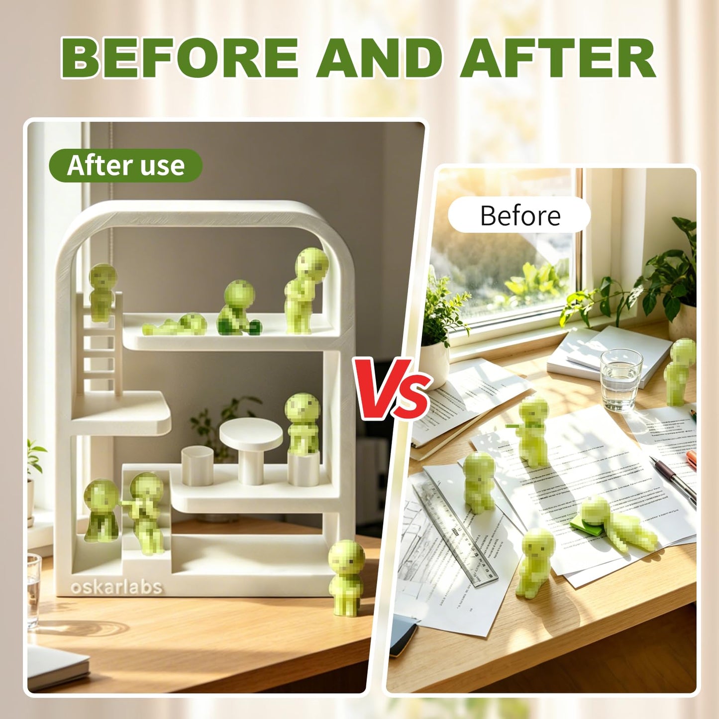 Display Shelf Compatible with Smiski Living Series, Bed Series,Bath Series?Toilet Series,Sunday Series - Collectible Dollhouse & Storage Rack, Perfect