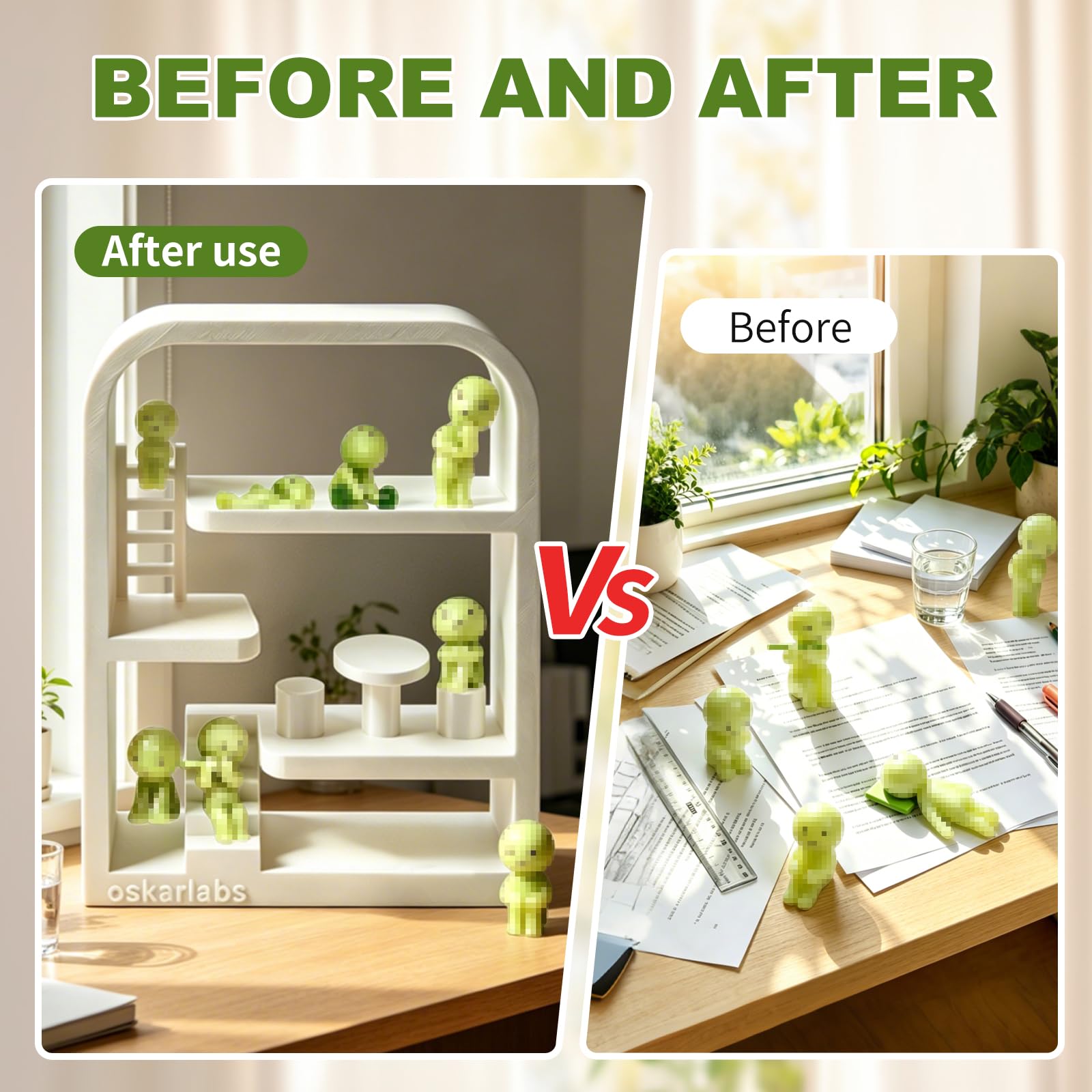 Display Shelf Compatible with Smiski Living Series, Bed Series,Bath Series?Toilet Series,Sunday Series - Collectible Dollhouse & Storage Rack, Perfect