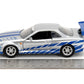 Jada Toys Fast & Furious 1:32 Brian's Nissan Skyline GT-R R34 Die-cast Car Silver/Blue, Toys for Kids and Adults