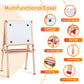 Wooden Adjustable Easel for Kids, Quick-Fold Kids Easel with Paper Roll&Accessories, Double Sided Painting Easels for Toddlers 3,4,5,6,7,8,9,10 Years