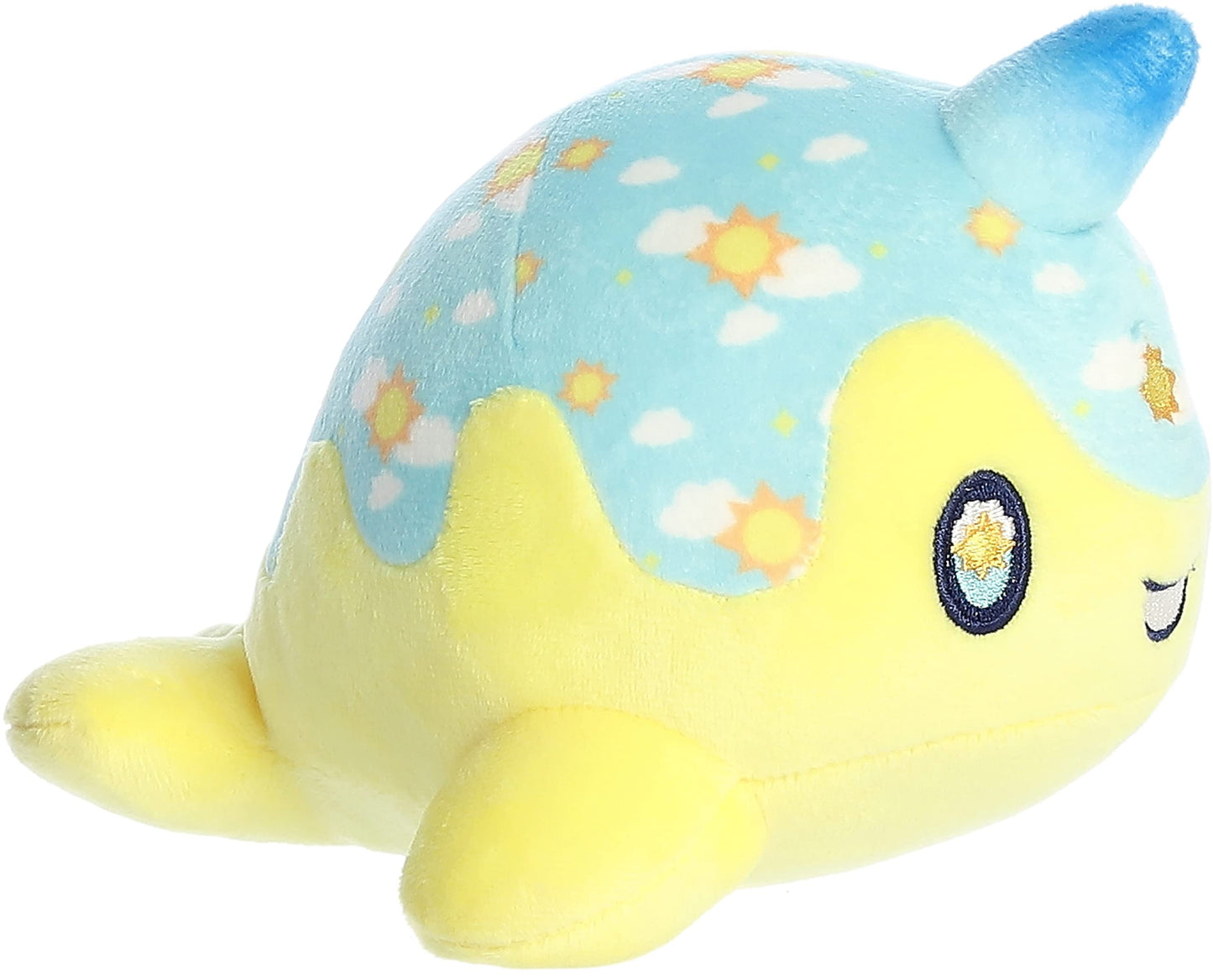 Aurora Enchanting Tasty Peach Sunny Day Nomwhal Stuffed Animal - Bright & Colorful Design - Showpiece Plush - Yellow 7 Inches