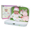 JC Toys - La Baby Travel Case Gift Set| Caucasian 11-inch Small Soft Body Baby Doll | Washable | Cute Outfit, Bottle, Pacifier & Plush Bunny |