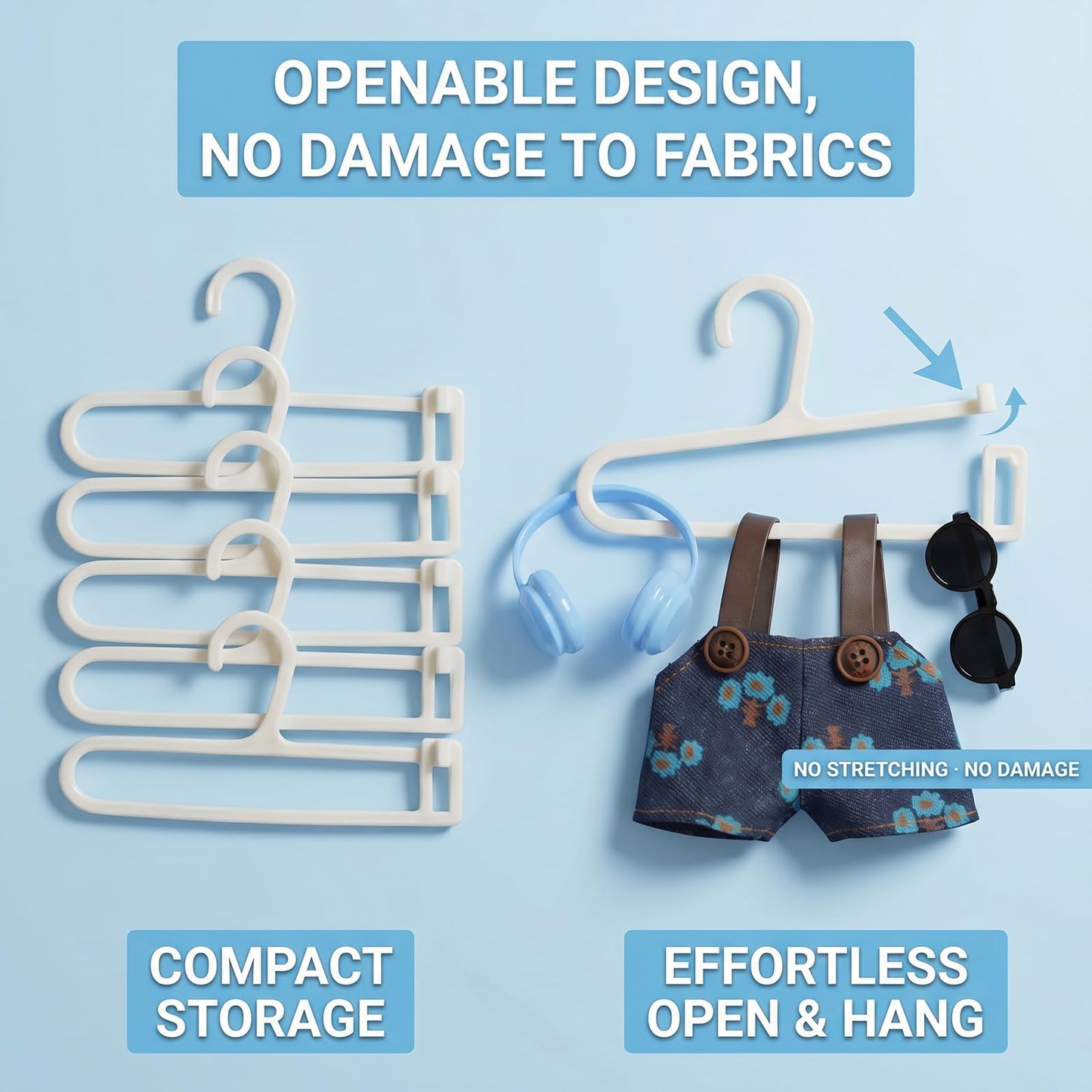 Clothes for Labubu Doll: 25-Piece Clothes & Accessories Set for 17cm/6.7in Dolls - Charm Overalls Casual OutfitsShoes Glasses Backpack Hangers Display