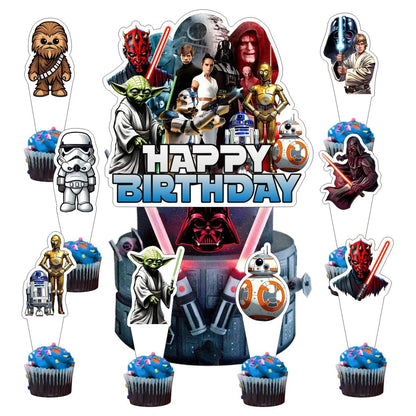 25 Pcs Cake Topper and Cupcake Toppers Set Birthday Party Supplies for Star of Wars Themed Birthday Decorations