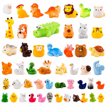 pkaoakyo 52pc Mini Resin Animal Figurines Set - Enchanted Fairy Garden & Desktop Decor, Eco-Friendly Collectible Gift | Vibrant Miniature Resin