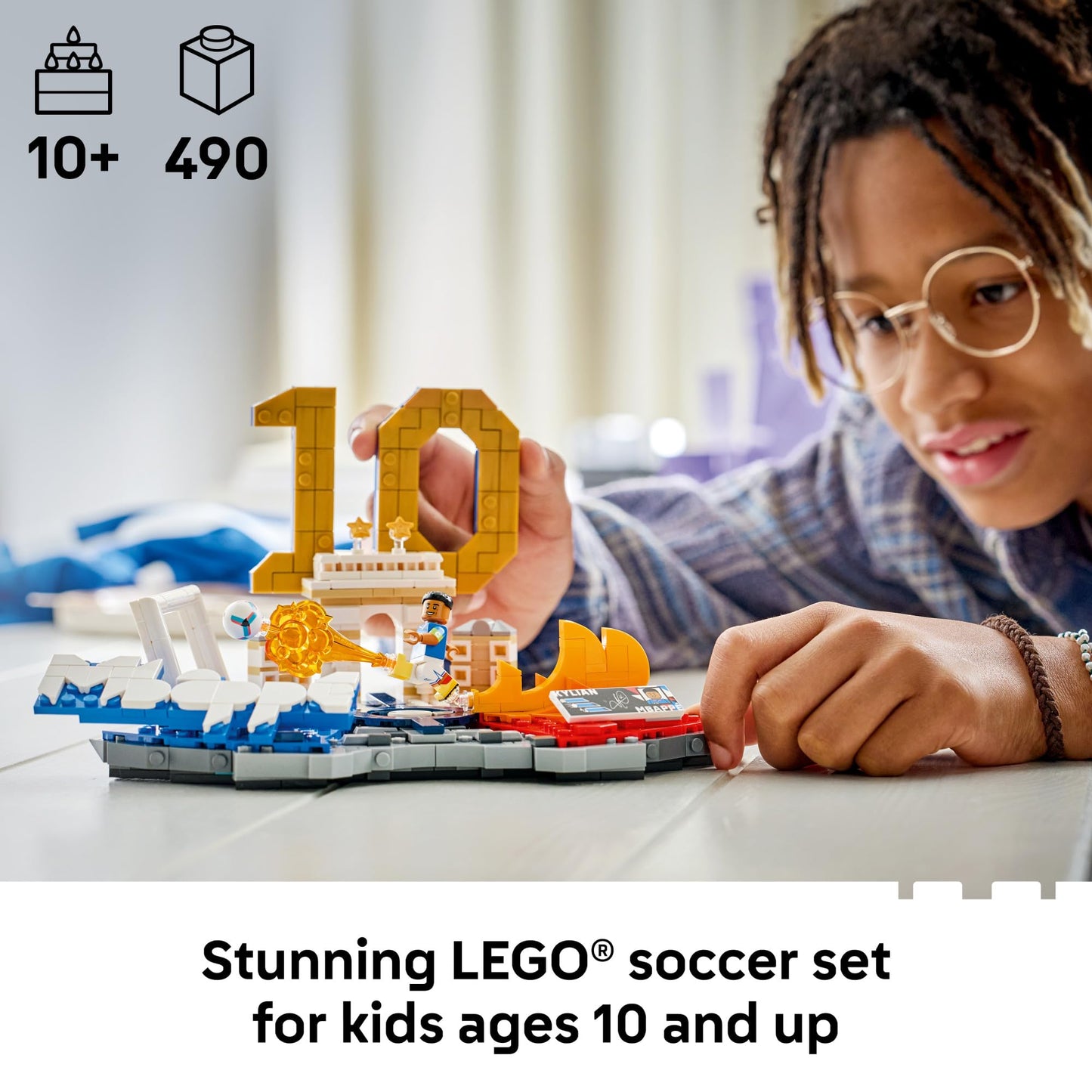 LEGO Editions Kylian Mbappé - Soccer Highlights - Building Set for Boys & Girls, Ages 10+ - Collectible Soccer Gift with Plaque - Kids Bedroom or