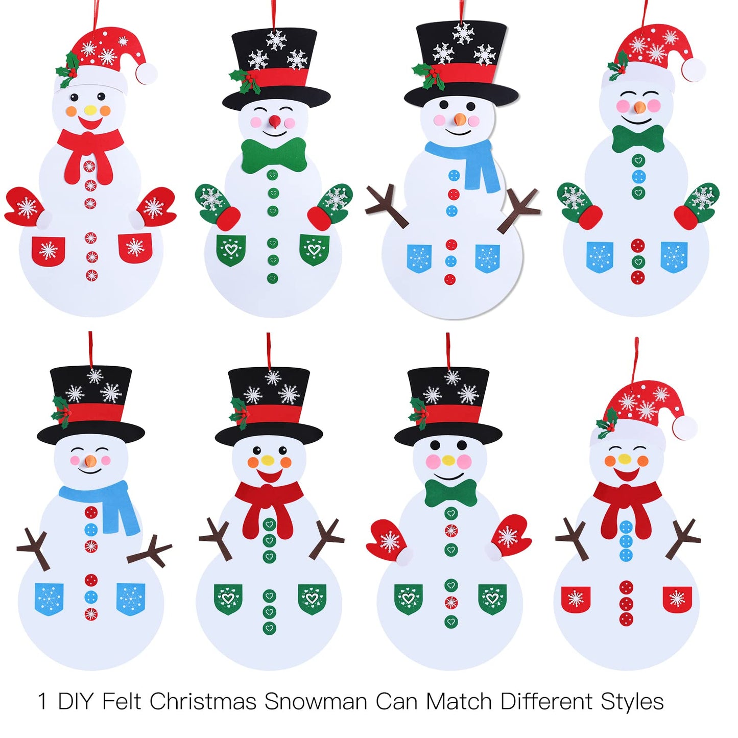 Max Fun Diy Felt Christmas Snowman Games Set with 58Pcs Crafts kit Wall Hanging Xmas Gifts for Christmas Winter Holiday Party Decorations (Snowman)