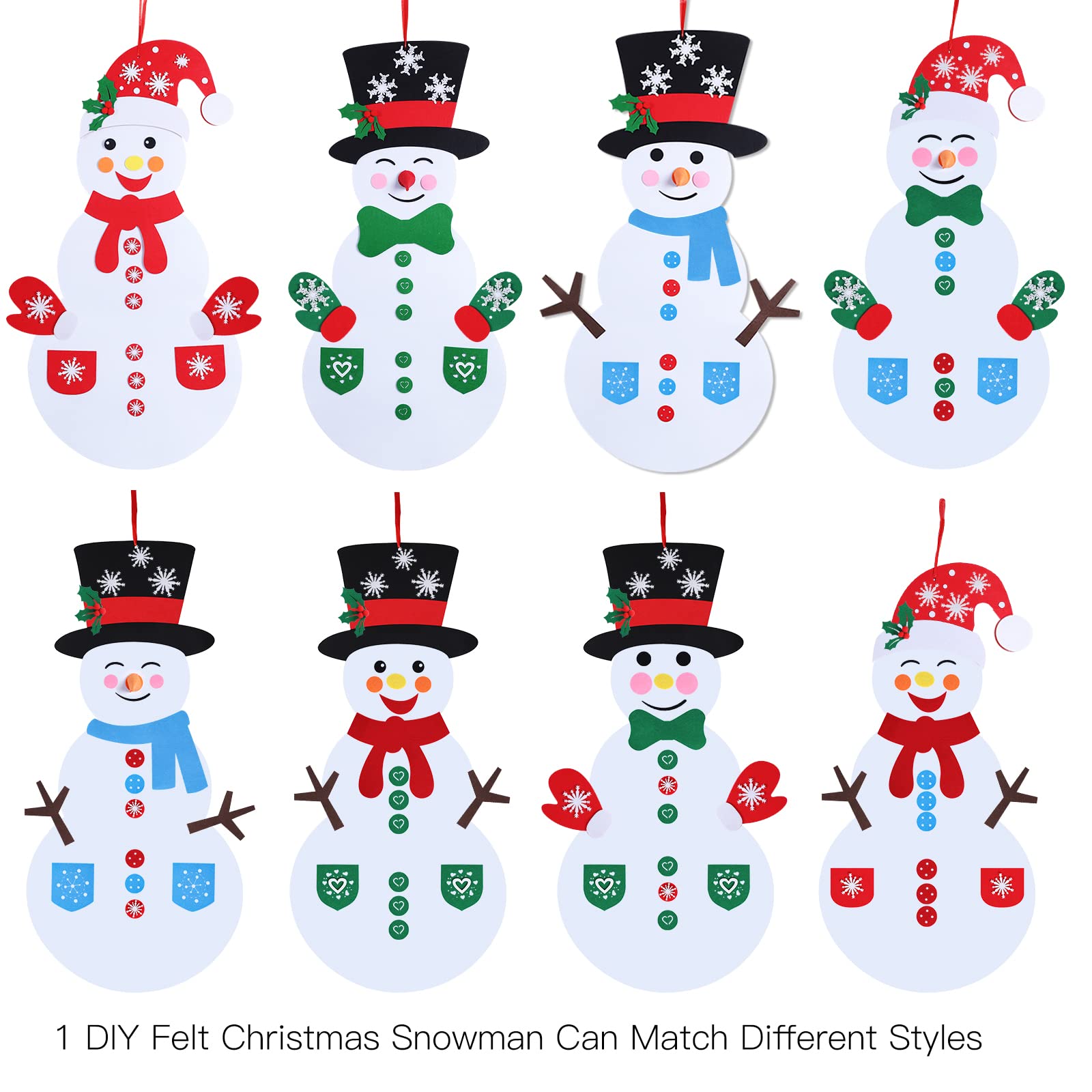 Max Fun Diy Felt Christmas Snowman Games Set with 58Pcs Crafts kit Wall Hanging Xmas Gifts for Christmas Winter Holiday Party Decorations (Snowman)