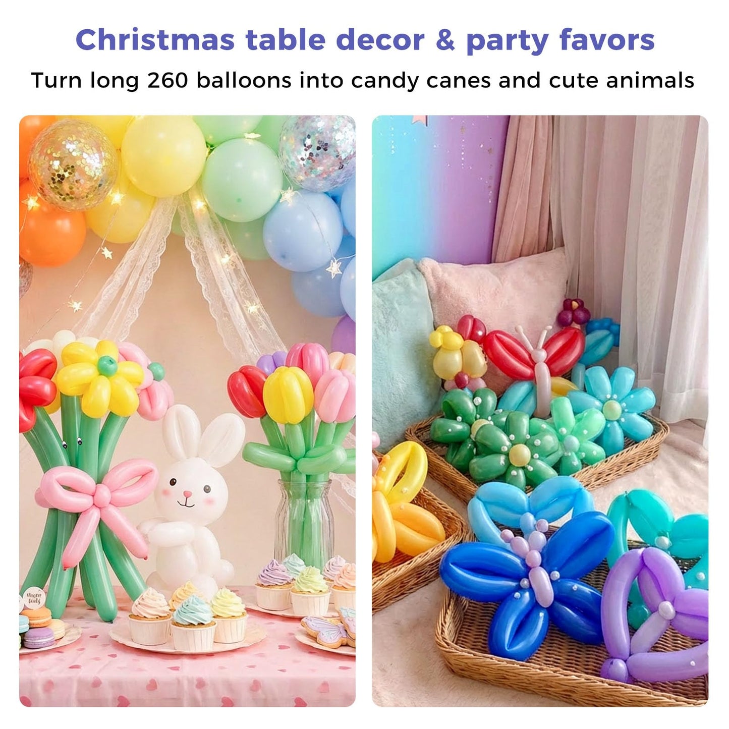KOOGEL 400 PCS 260 Balloons, Assorted Color Long Skinny Twisting Animal
