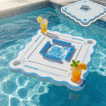 fisdpopar Floating Mahjong Table for Pool, Waterproof Floating Game Board Double-Sided for Mahjong & Poker, Floating Card Table for Pool, Domino