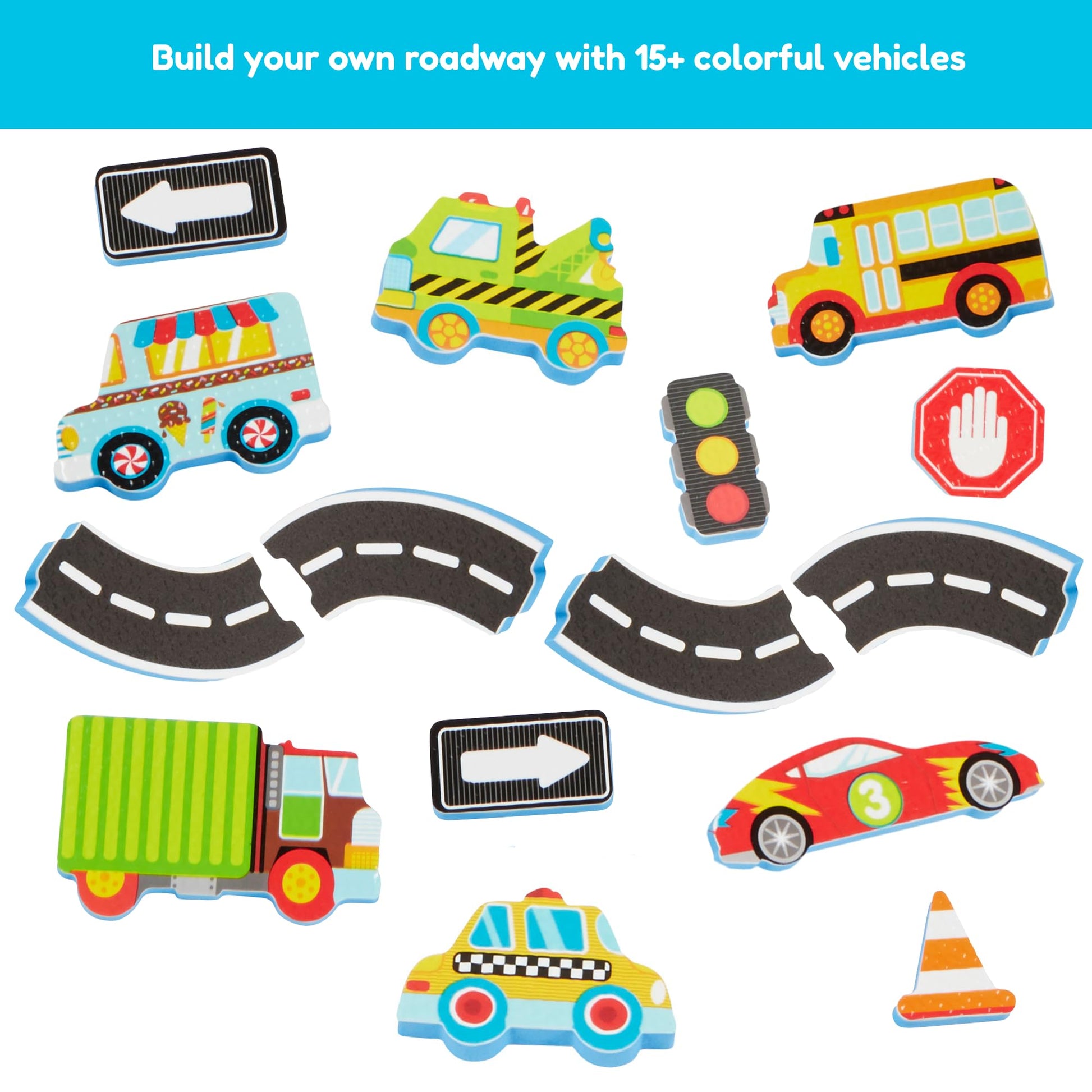 Alex Toys Foam Bath Stickers for Toddlers, 38-Piece Vehicle Tub Stickers Stick to Tub Wall - Foam Bath Toys for Kids Ages 1-3 Toddler Bath Toys