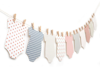 Red, White, and Blue Baby Onesie Banner - 4th of July Baby Shower Decorations, Baby Clothesline Garland for Nursery, Newborn Party Decor