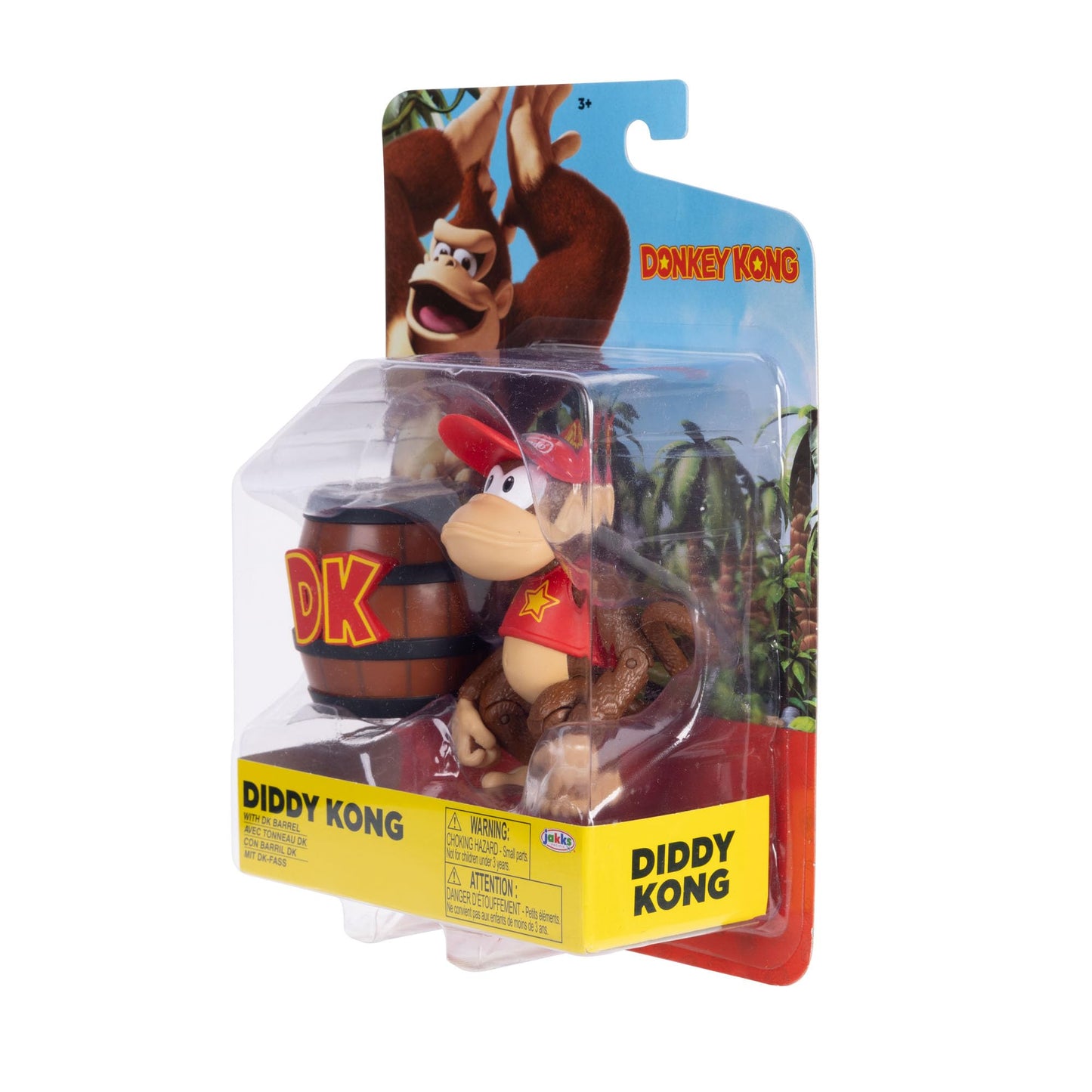 Nintendo Diddy Kong 4" / 10cm Articulated Action Figure, Official by Jakks Pacific, 13 Points of Articulation, Includes Barrel Accessory, Perfect
