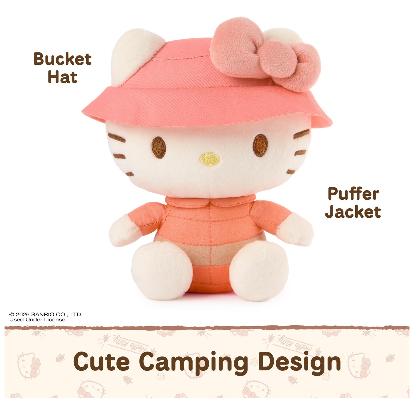 GUND Sanrio Hello Kitty 6-Inch Plush Toy with Camping Outfit for Ages 1+