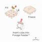 Moss and Fawn Baby's First Bites Bundle - Silicone Frozen Breast Milk Popsicle Kit with Forage Feeder & Teething Popsicle Ice Cube Tray - BPA, PVC