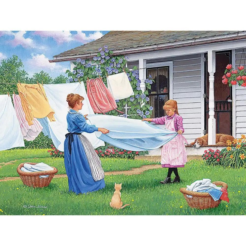 Bits and Pieces - 500 Piece Jigsaw Puzzle for Adults - One, Two, Three! - Mother Daughter Family Jigsaw by John Sloane, Completed Puzzle Size: 18" x