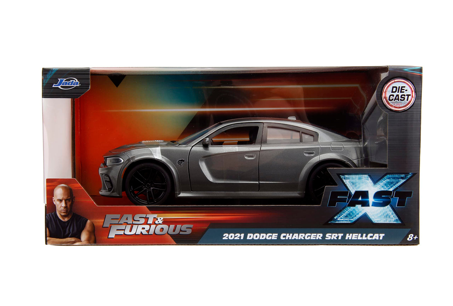 Jada Fast & Furious Fast X 1:24 Dom's 2021 Dodge Charger SRT Hellcat Die-Cast Car, Toys for Kids and Adults