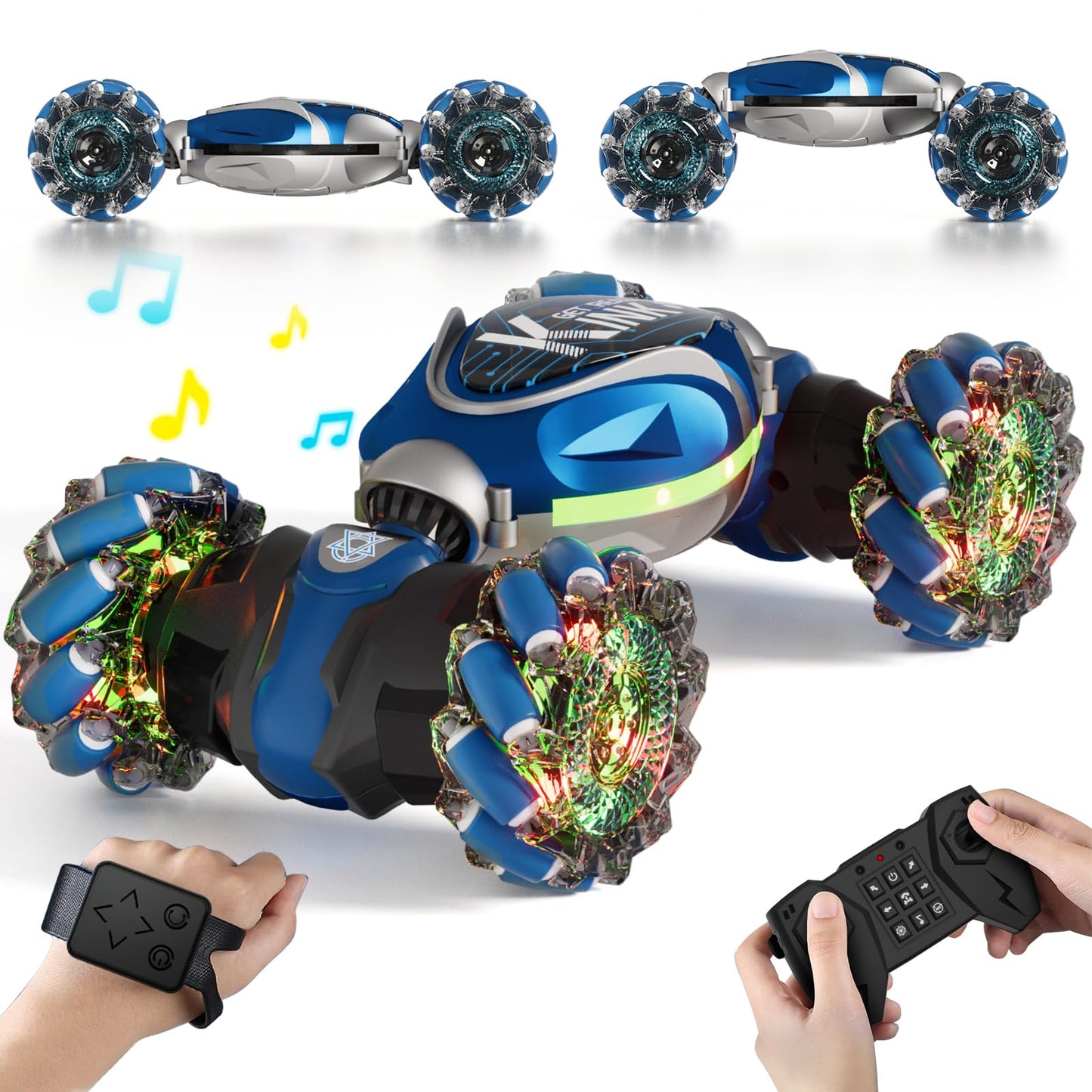 Resosese RC Stunt Cars Remote Control Car Double-Sided Driving 360° Flips Rotating Car Toy All Terrain Off-Road car,4WD Gesture Sensing Rc Cars