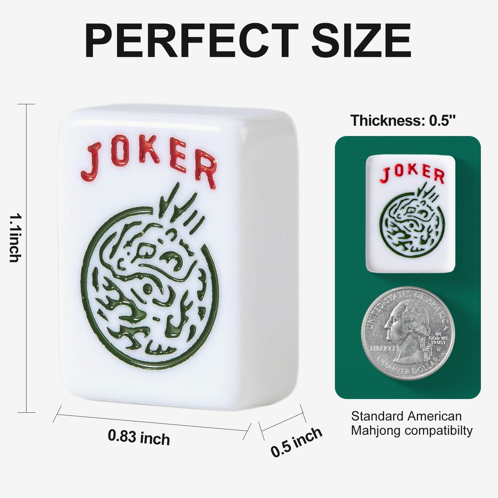 Eccentfit 12 Pieces Mahjong Replacement Tiles Set 8 Jokers & 4 Flowers (1-4 Spring Summer Autumn Winter) Classic White Standard Size (1.2”) Deep