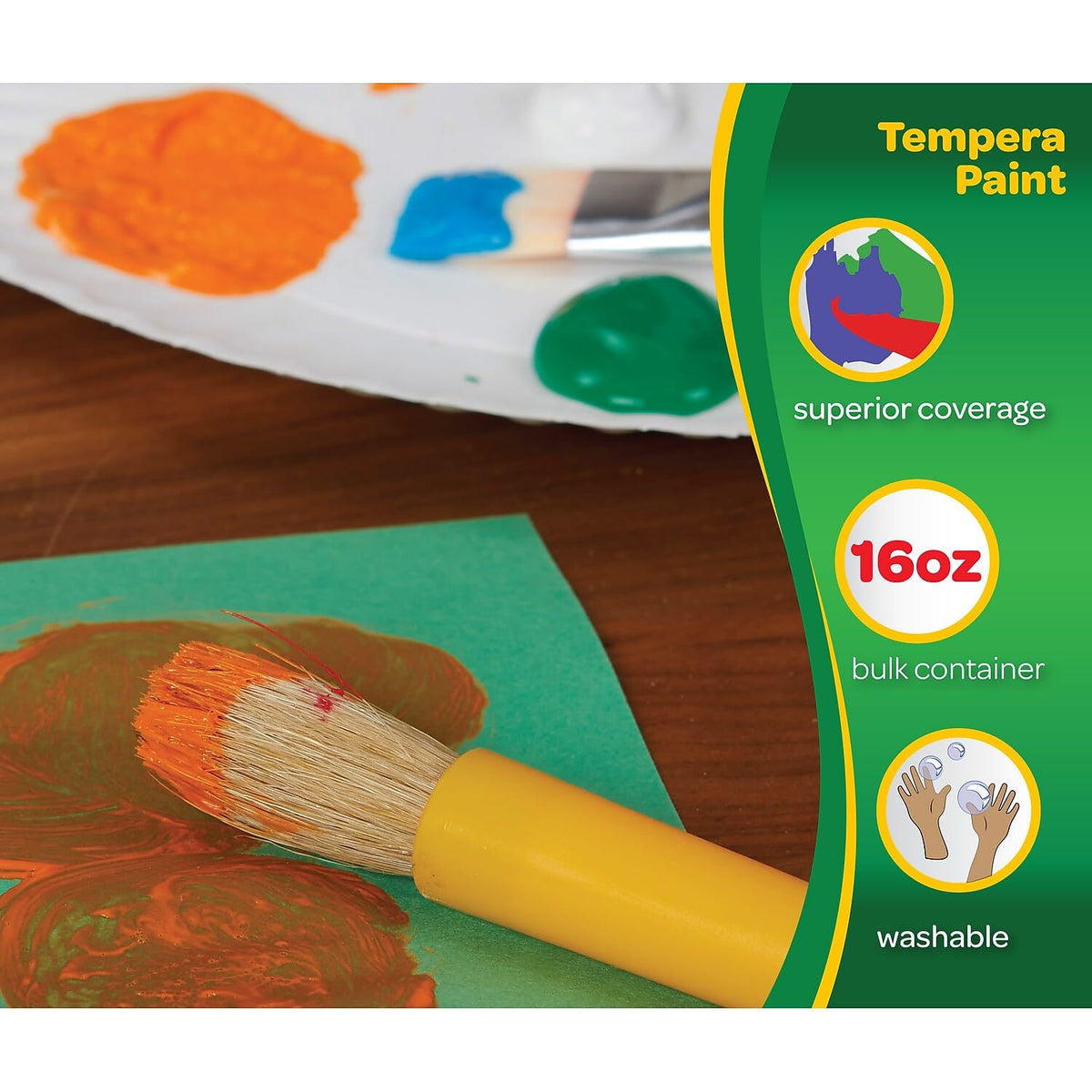 Crayola Premier Tempera Paint For Kids - Black (16oz), Kids Classroom Supplies, Great For Arts & Crafts, Non Toxic, Easy Squeeze Bottle