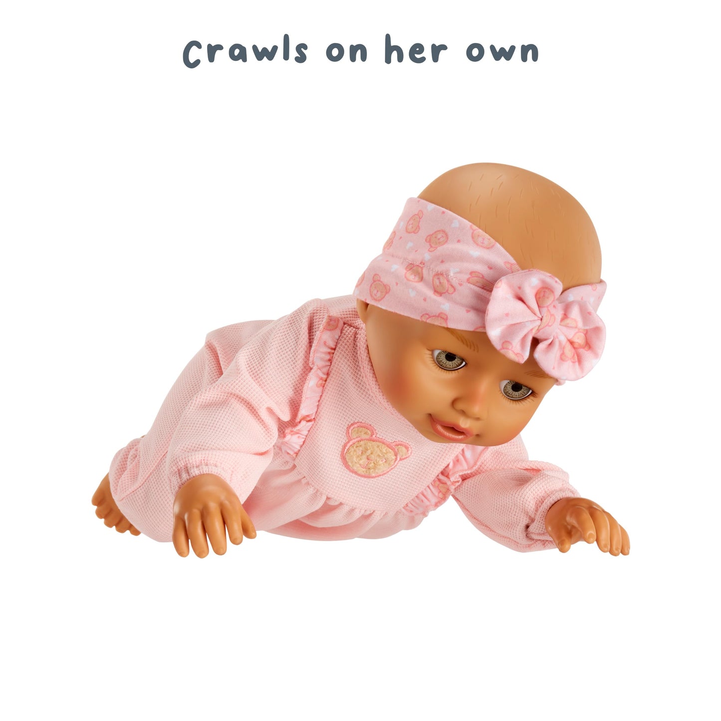 Baby born Learn to Walk Baby Doll Olivia - Gray-Green Eyes: Realistic Features for Kids Ages 3+, Walks, Crawls, Sits & Kicks, Eyes Open & Close