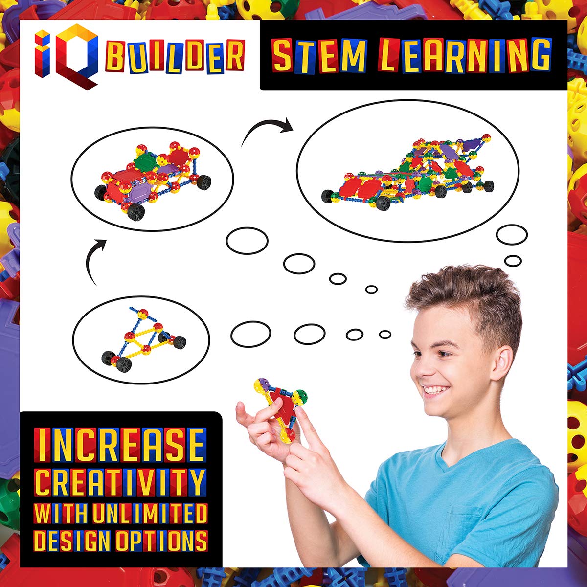 IQ BUILDER | STEM Learning Toys | Creative Construction Engineering | Fun Educational Building Blocks Toy Set for Boys and Girls Ages 5 6 7 8 9 10