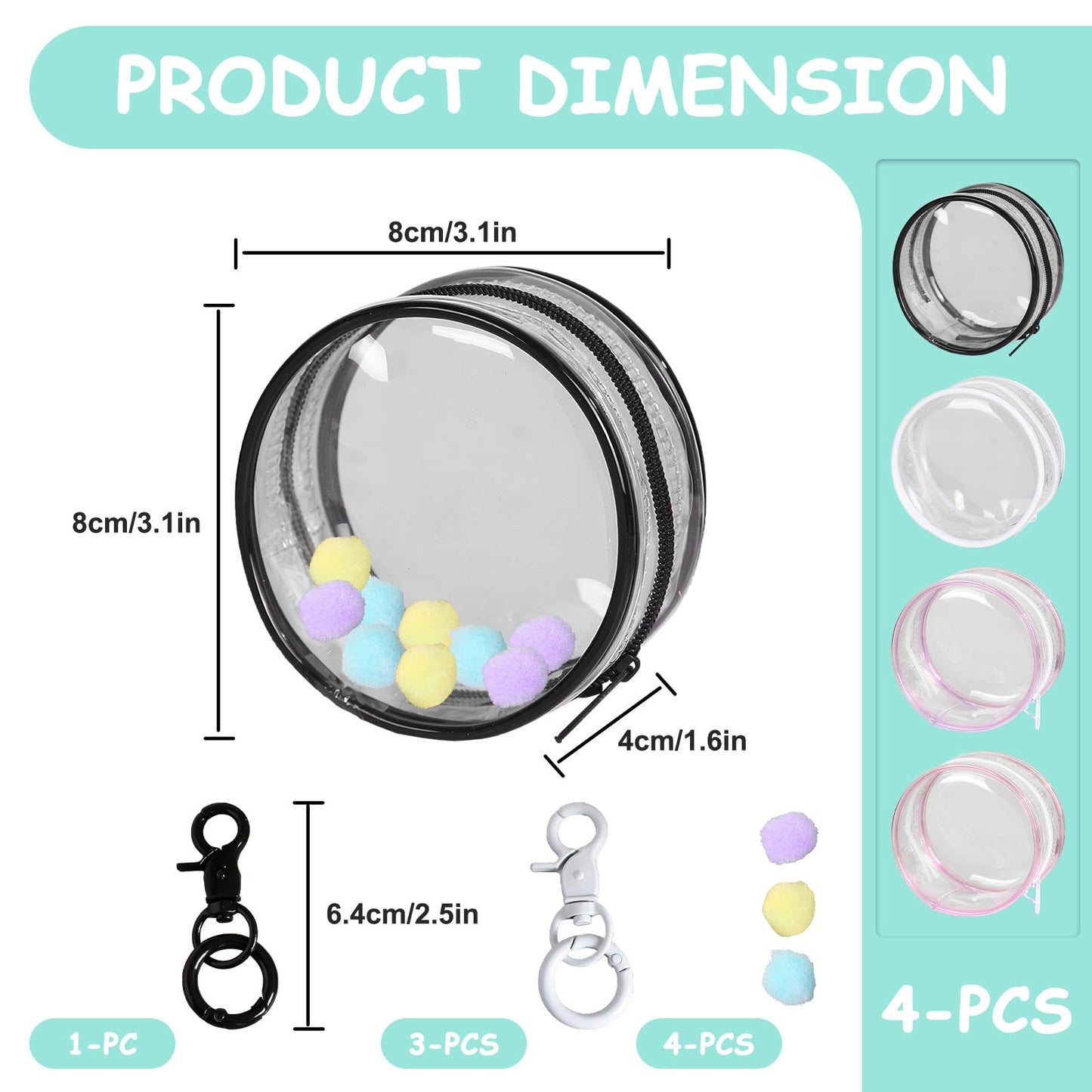 GTILE 4 PCS Clear Figure Display Bag Blind Box Lipsticks Keychain Case
