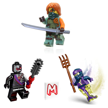 LEGO NINJAGO Legacy Minifigures (3 Pack Combo) - Ronin, Nindroid. and Ghost Ninja Karenn with Weapons