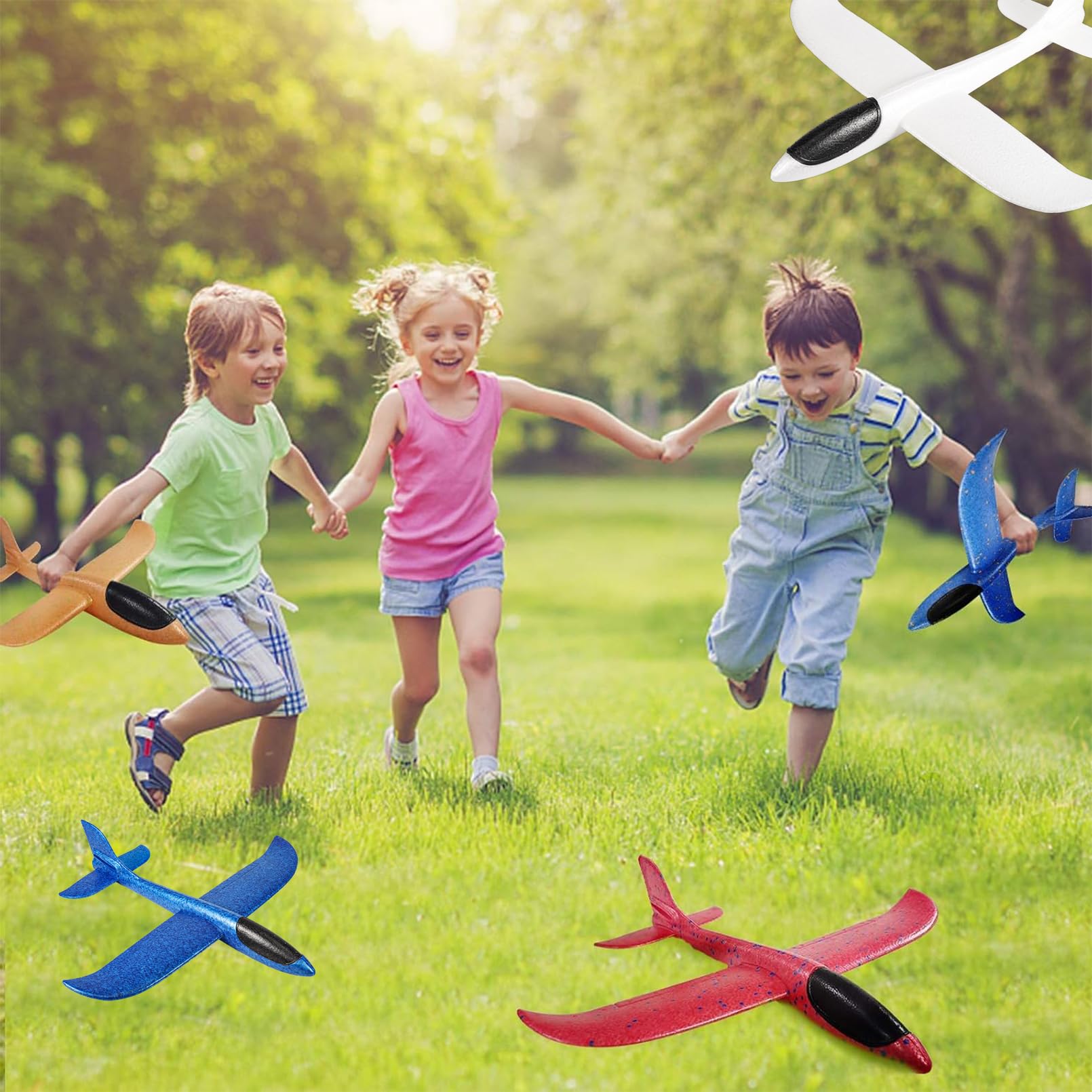IJRPLM 6 Pack Airplane Toys, 17.5 Inch Large Throwing Foam Plane, 2 Flight Mode Glider Plane Flying Toy, Foam Airplanes for Kids 3-7 Year Olds