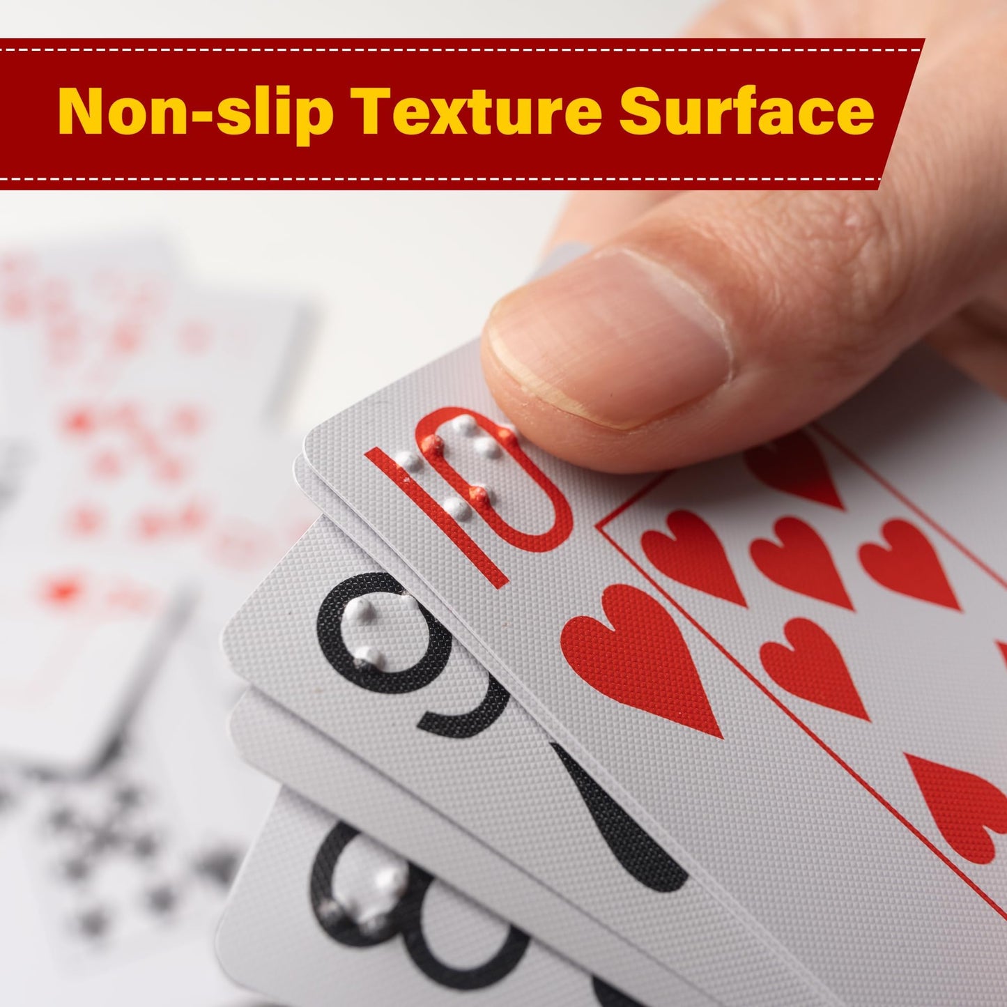 BozenTek 2PK Braille Playing Cards for The Visually Impaired - Best Gifts for Blind Adults, Braille Poker for Learn Braille, Perfect for Games