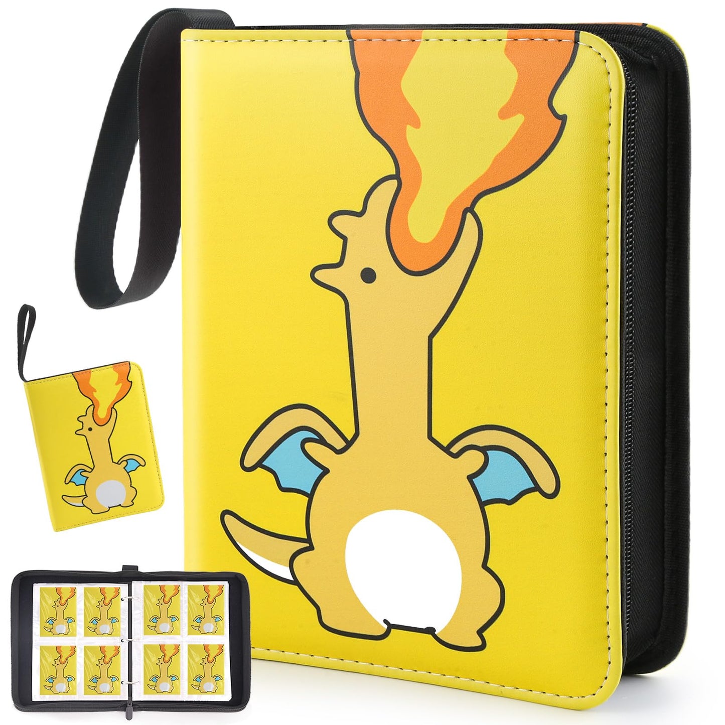 Premium Collectible Trading Card Albums?Card Binder Fits 400 Cards with 50 Removable Sleeves?Display Game Card Case book Holder, Fire Dragon Themes