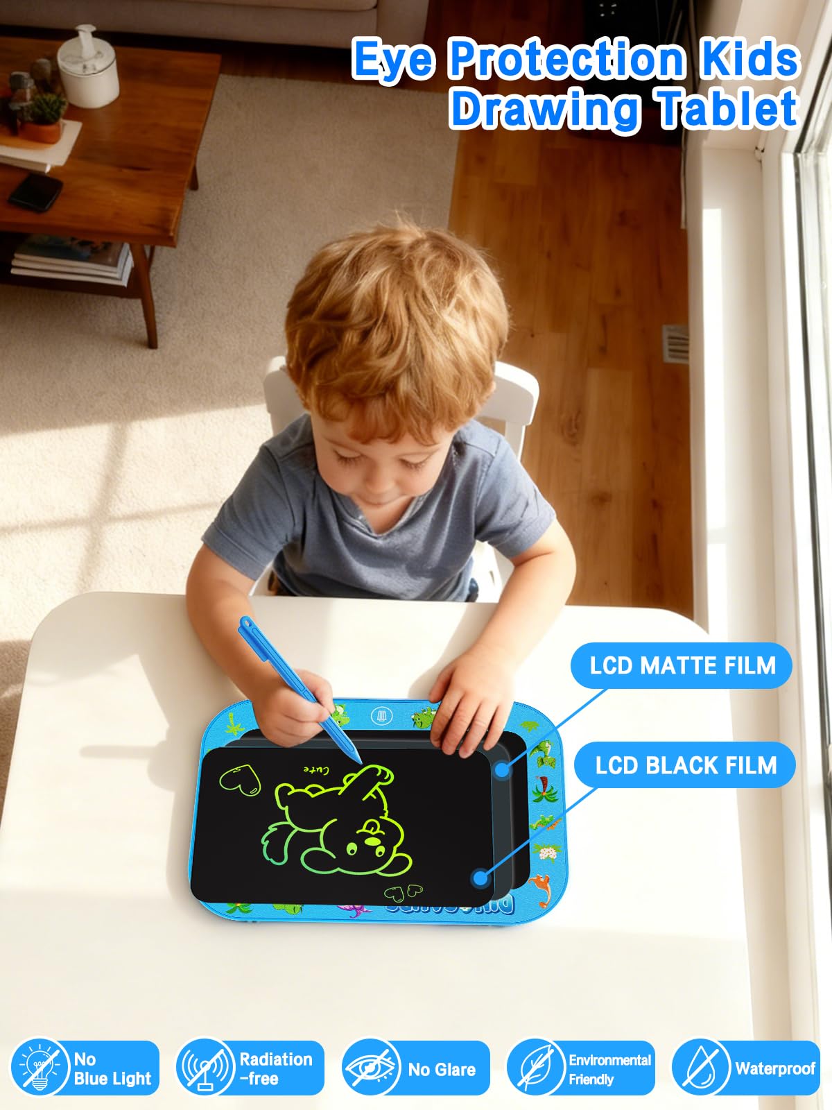 UZAHSK 8 Inch LCD Writing Tablet for 3-8 Year Olds - Electronic Drawing Pad and Doodle Board as Educational Birthday Gifts for Girls and Boys