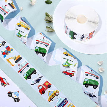 1000 PCS Cartoon Car Stickers Roll Fun Circular Truck Stickers for Kids Perfect for Kindergarten Teacher Rewards Children's Birthday Party School