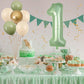 40 Inch Sage Green Number 1 Balloon, Olive Green 1st Birthday Balloons, Retro Sand White Avocado Green Gold Latex Balloons 1 Foil Balloon for Boy Girl