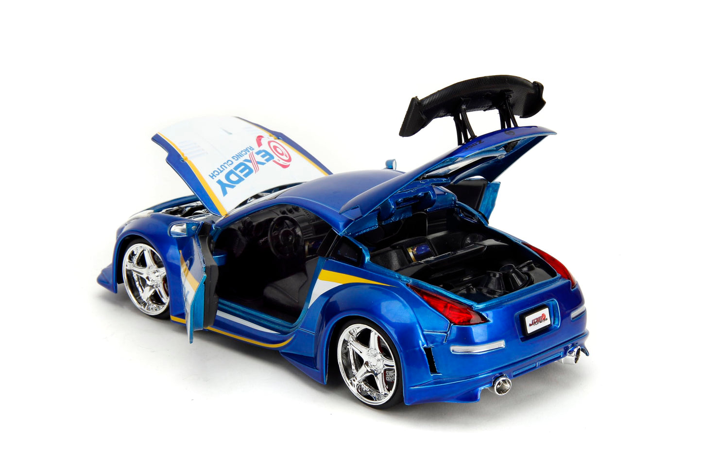 Jada Toys JDM Tuners 1:24 Scale Die-Cast 2003 Nissan 350Z Exedy- Opening Doors, Detailed Interior, Rubber Tires, Collectible for Ages 8+(Candy Blue)