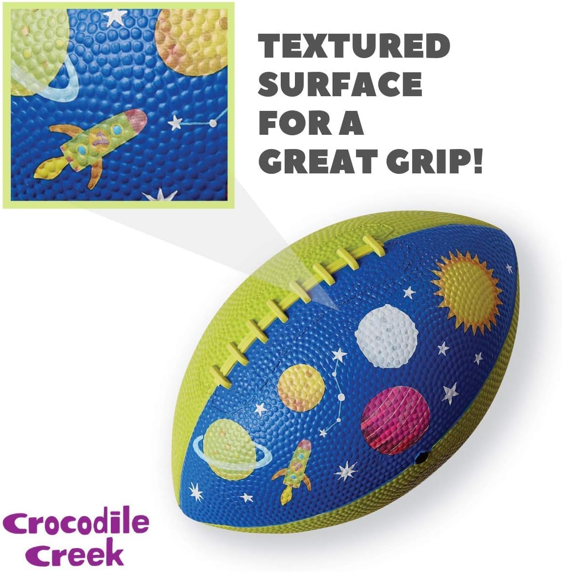Crocodile Creek Football for Kids Ages 3 and Up - Inflatable Ball for Flag Football Games and Outdoor Sports - Made from Rubber - Solar System