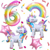 Self Standing Unicorn Balloons, 6PCS Unicorn Kids 6th Birthday Party Decor