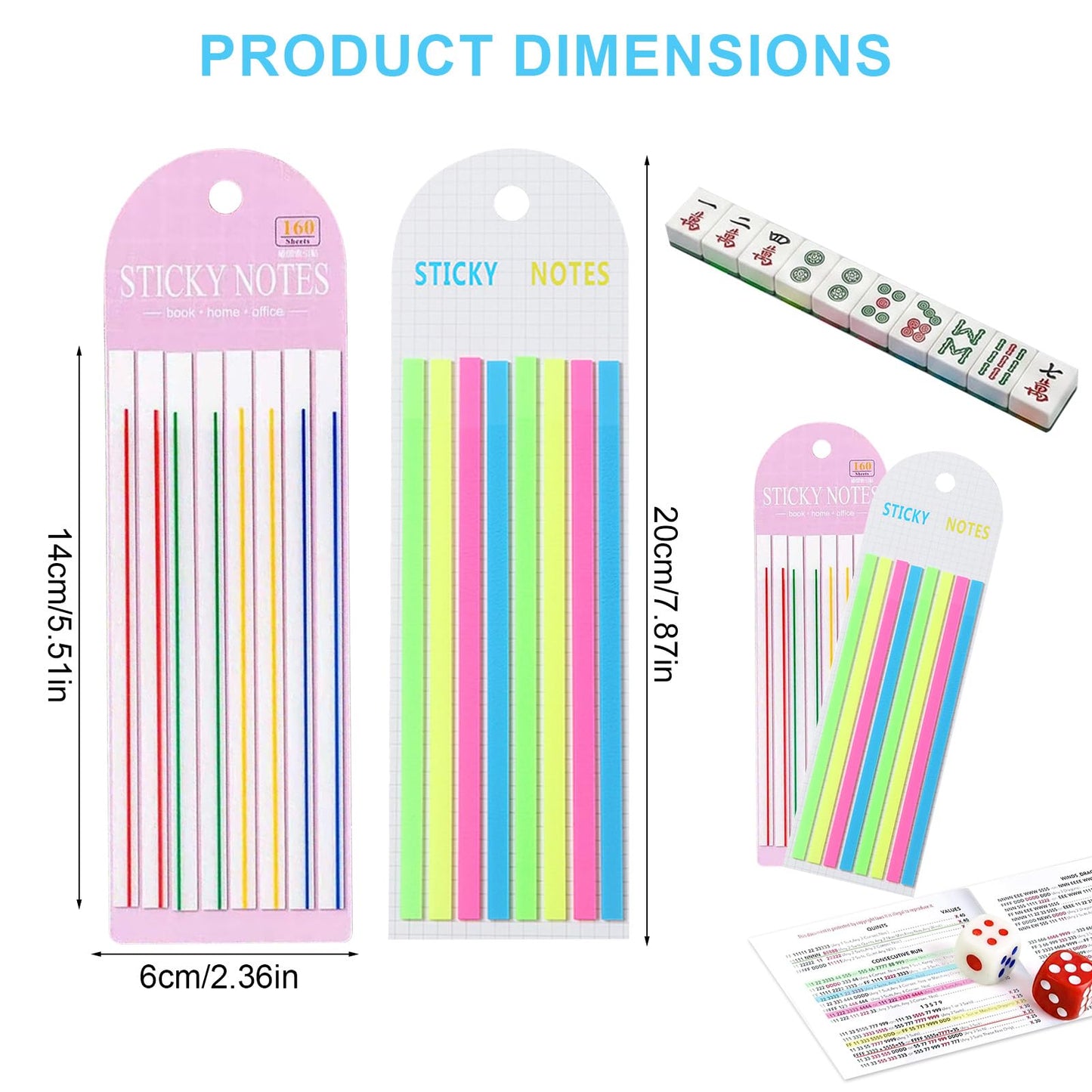 Geyynow 1600 PCS Mahjong Highlighter Strips, Mahjong Line Finder Highlighter Taps Accessories, Transparent Sticky Card Markers Reusable & No Adhesive