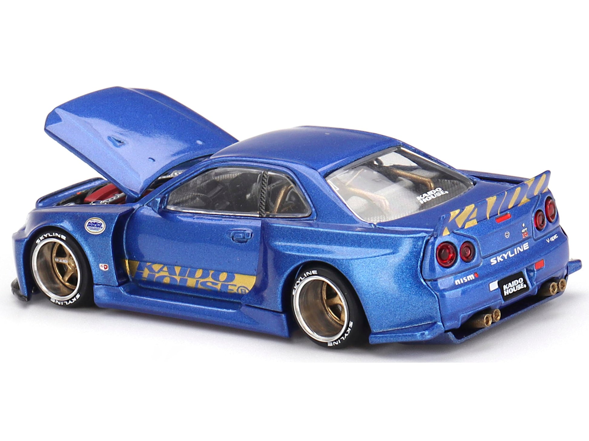 Kaido House Nissan Skyline GT-R (R34) Kaido Works Shinjuku V2 by Mini GT in Blue 158