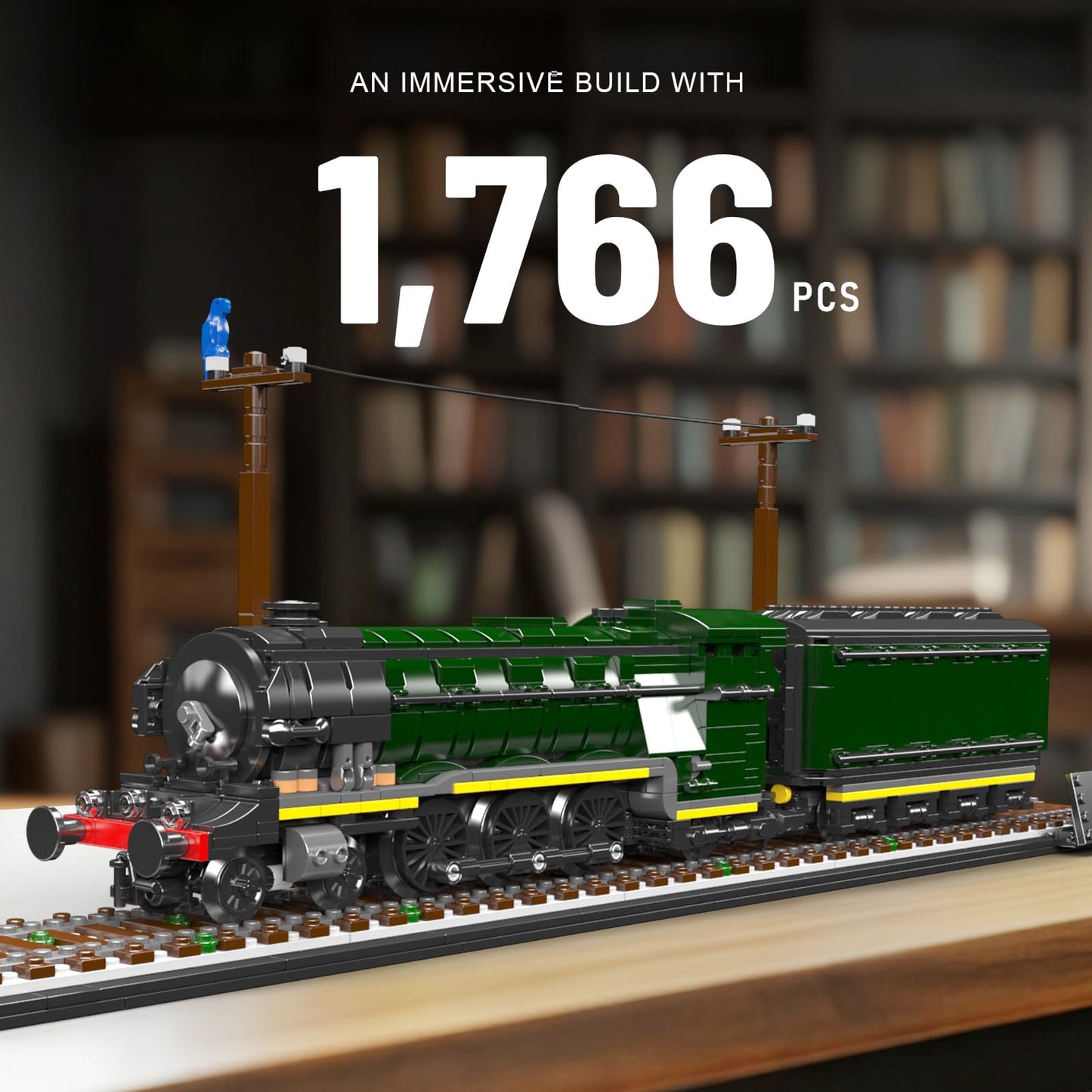 Mould King 12044 Flying Scotsman Steam Locomotive Model Building Kit, 1766+ Pieces Large Scale Train Set with Display Tracks and Freight Car, Assembly
