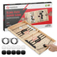 Fast Sling Puck Game, Wooden Air Hockey Board Game with 10 Spare Pucks & 2 Elastic Bands | 2 Player Table Fast-Paced Slingshot Games for Kids