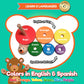 KIDS KORNER Baby Toys Wooden Stacking Rings - Bilingual Educational Toys for 2 Year Old | Learn Rainbow Colors in English & Spanish | Wood Building