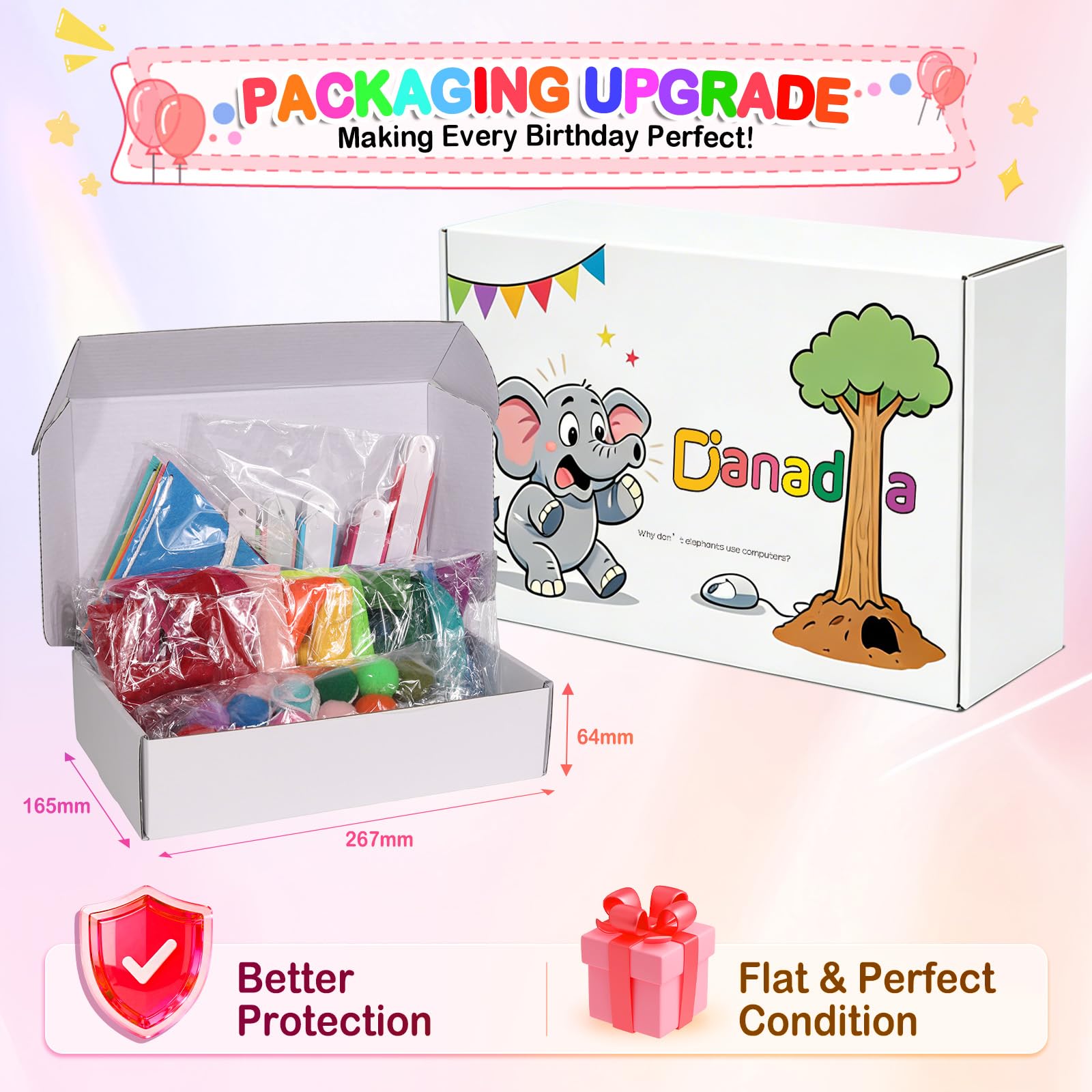 Danadia Rainbow 3D Happy Birthday Banner, Pre-Strung Felt Party Decorations