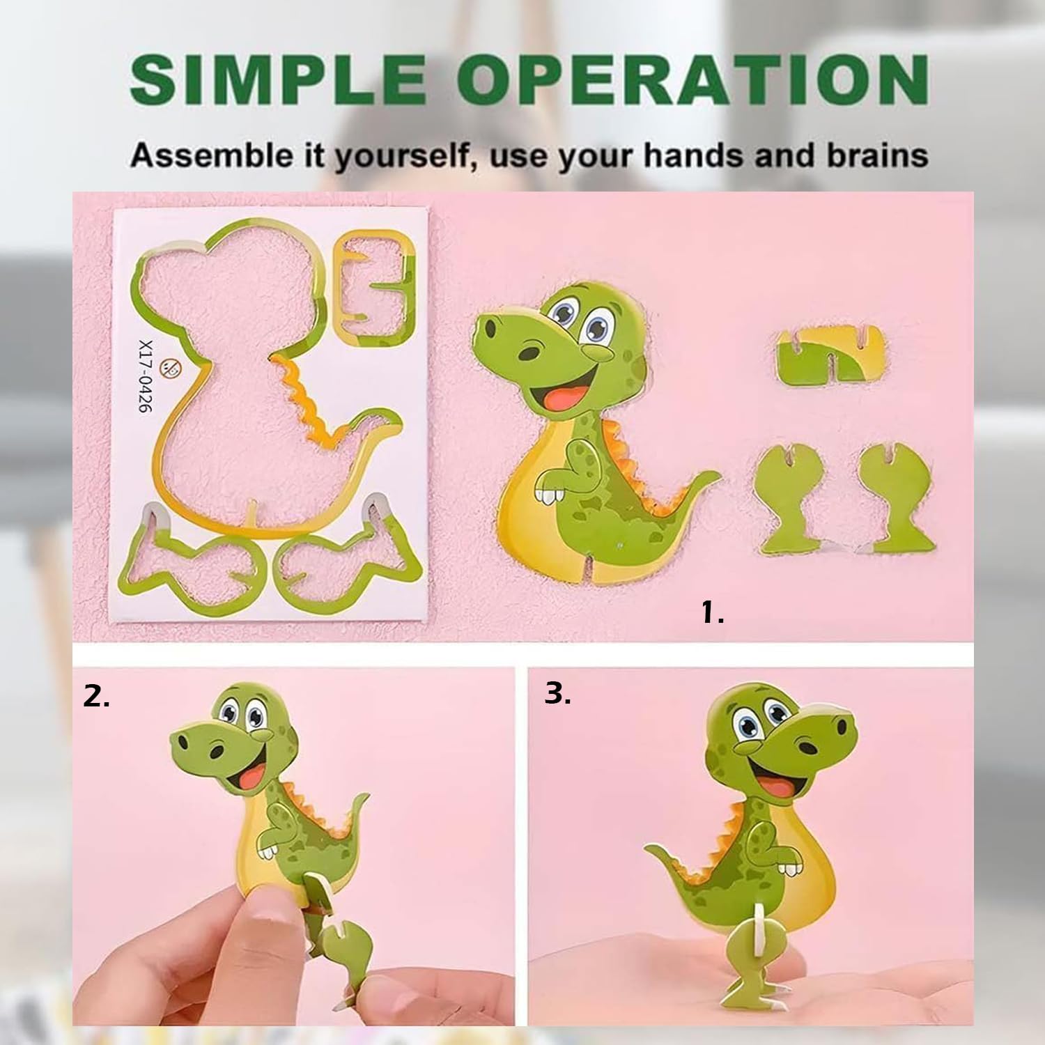 Lovyan 100PCS Educational 3D Cartoon Puzzle for Kids - Insects, Dinosaurs, Animals, Vehicles Themed 3D DIY Cardboards for Boys & Girls Gift Party