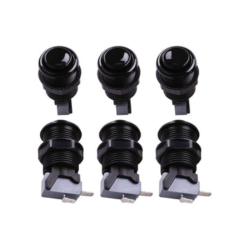 Reyann 6X Black Happ Type Standard Arcade Push Button with Microswitch for Mame/Jamma/Arcade Video Games